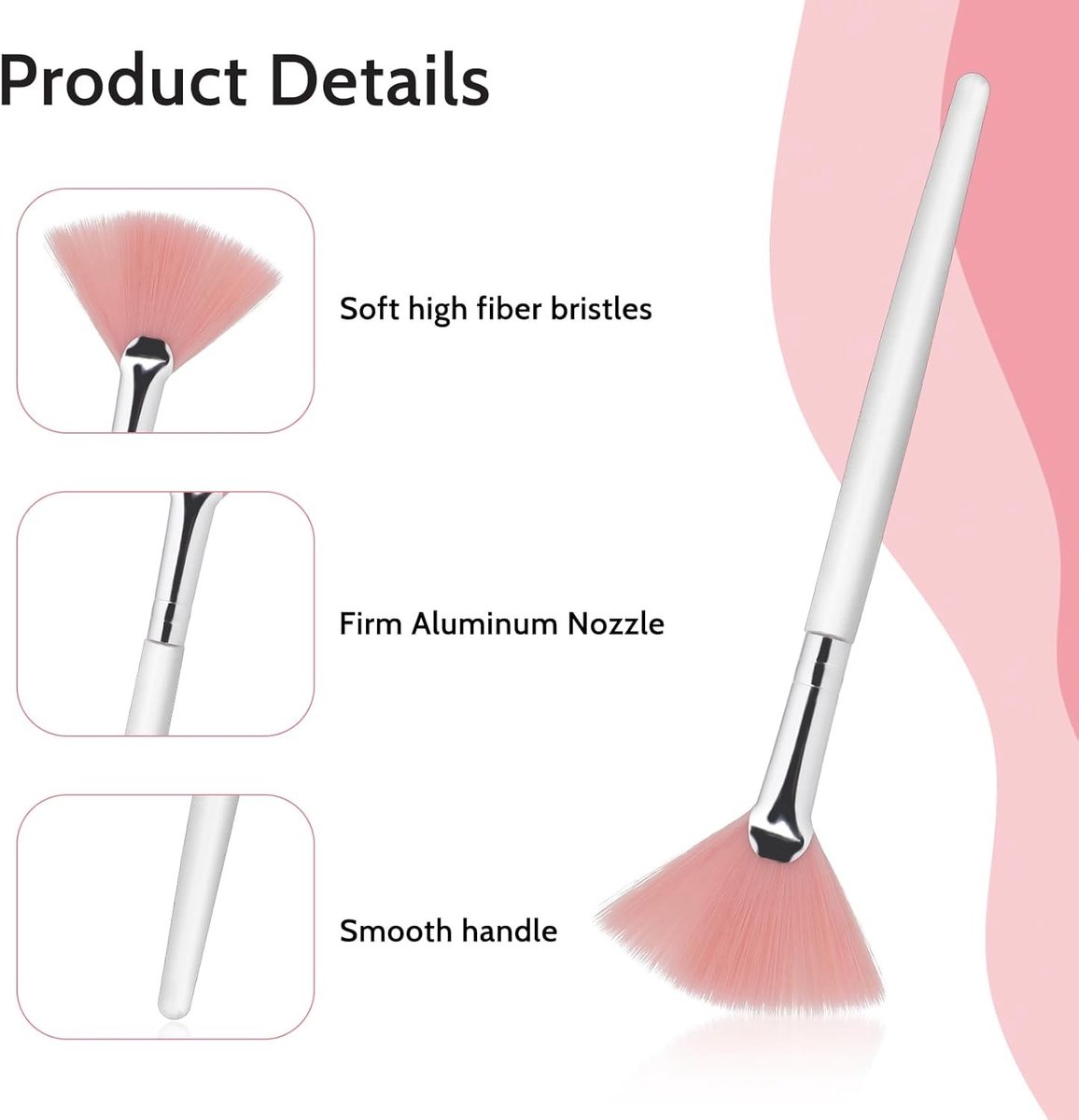 Set van 2 Fan Brushes voor Make-up - Zachte Gezichtsborstels voor Maskers, Cosmetica en Multifunctioneel Gebruik voor Vrouwen en Meisjes