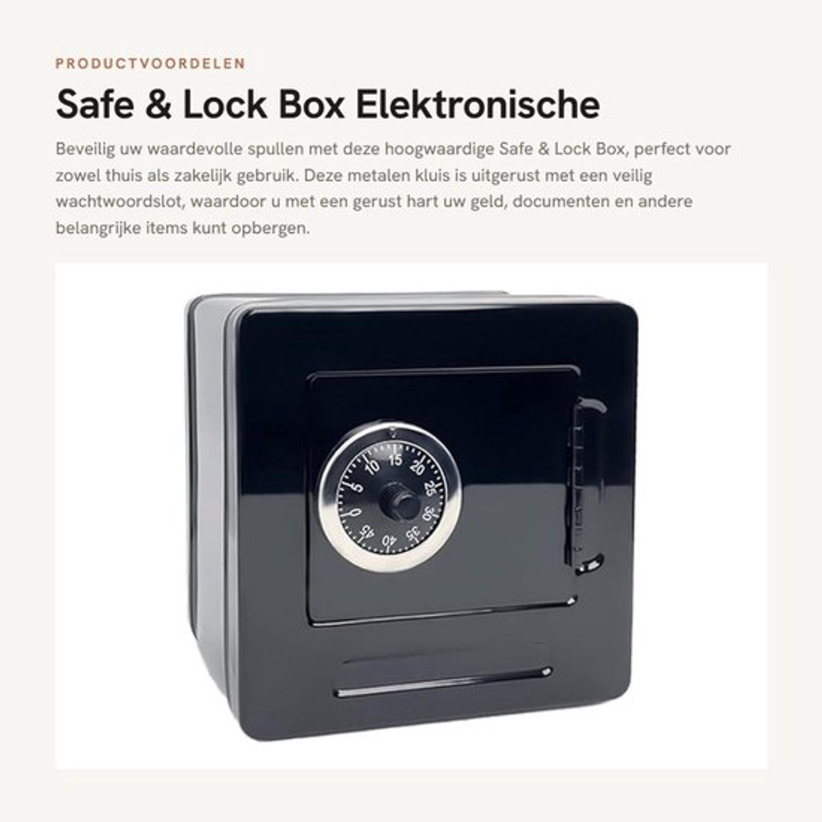 Safe & Lock Box - Elektronische Kluis - Veiligheid voor Waardevolle Spullen - Zwart - Geld- en Documentenbewaring - Thuis en Kantoor