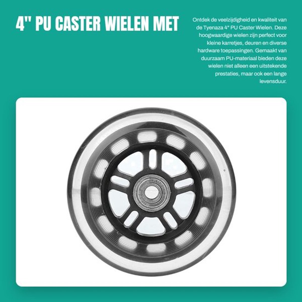 Zwenkwielen Set van 4 - PU Wielen - Hoogwaardige Materialen - Hoge Temperatuur Weerstand - Geluidsarm - Draagvermogen 8mm - Trolleywielen
