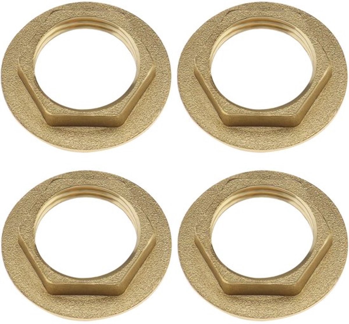Sanitair Fitting 4x 1/2 Inch BSP - Messing Terugmoer - Goud - Corrosiebestendig - Hoogwaardige Sterkte - Buitendiameter 33 mm - Kraanmoer
