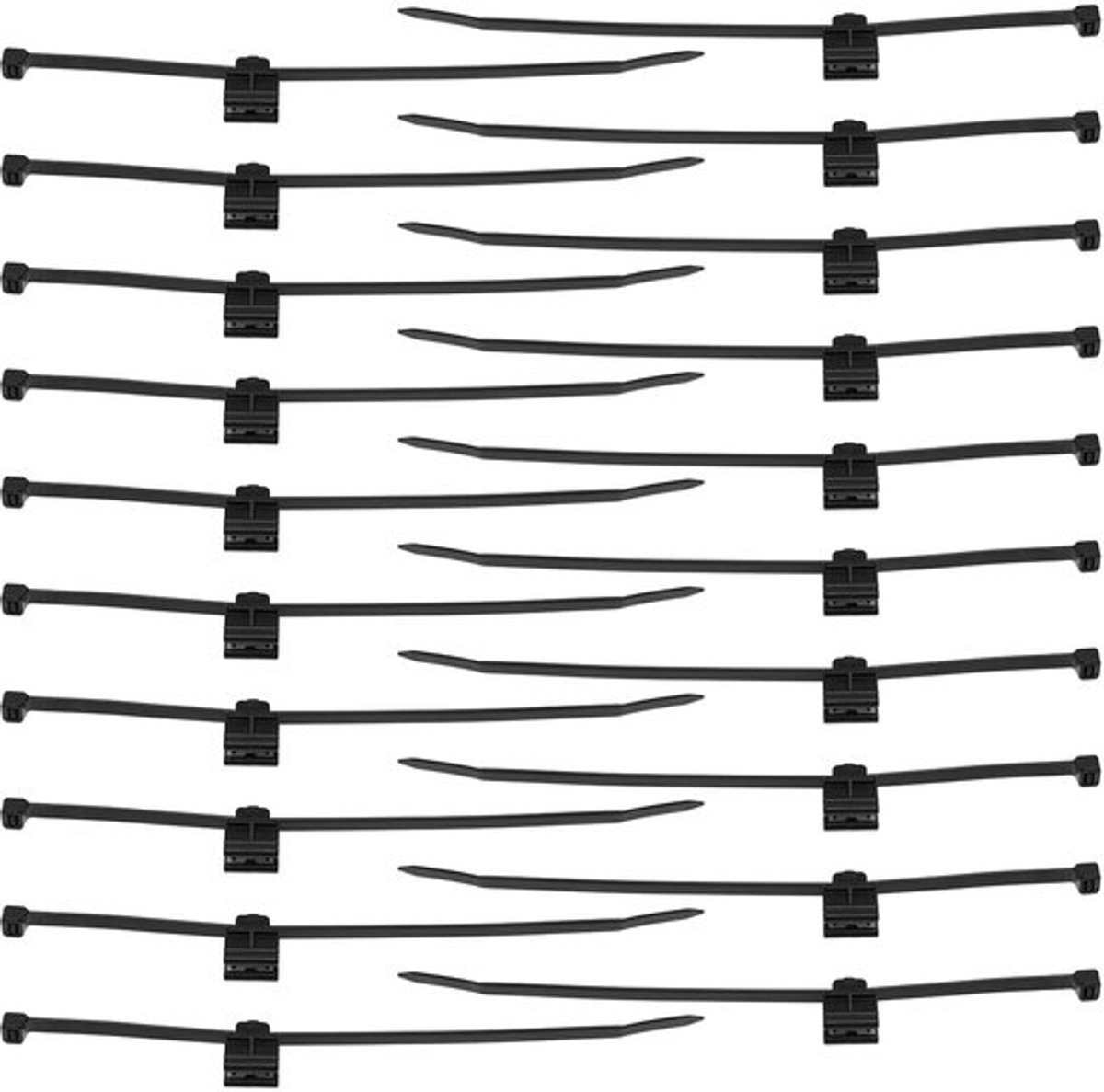 Kabelbinderbevestigingen 20 stuks - Kabelbinders 20 cm - Montageclips - Bevestigingsmiddelen - Organisatoren voor kabelbeheer - Kunststof/Metaal