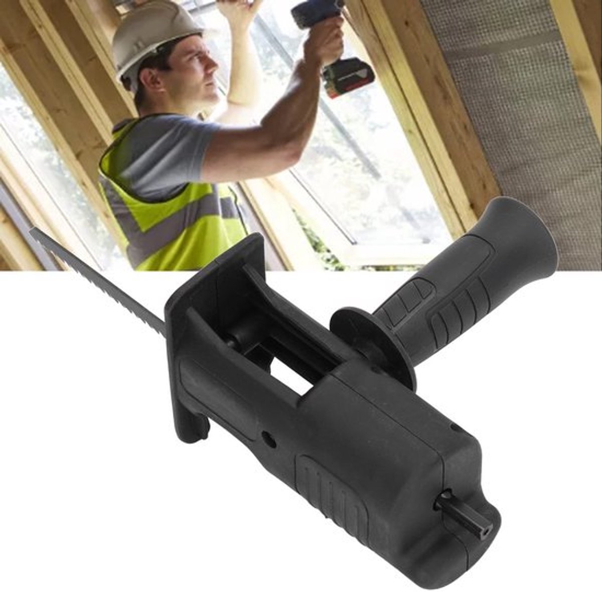 Reciprocating Saw Attachment - Boormachine Accessoire - 3 Zaagbladen - ABS Triangulaire Shank - Hout en Metaal Bewerken - Efficiënt Zagen...