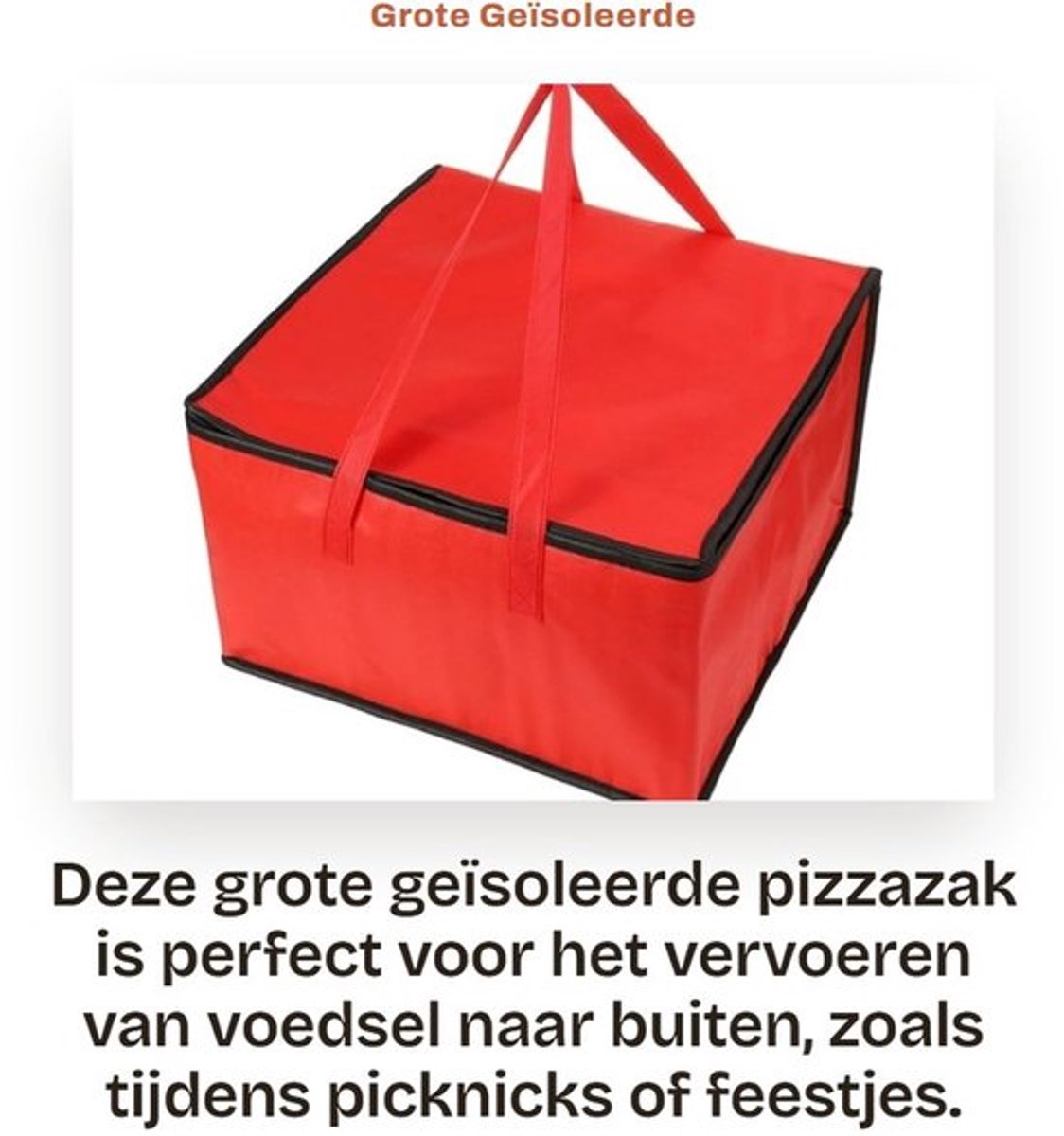 Pizzazak Grote Capaciteit - Geïsoleerde Voedselzak - Waterdichte Isolatie - Thermische Isolatie - Handheld/Schouderrugzak - 44 x 44 x 24 cm - Voedeltas