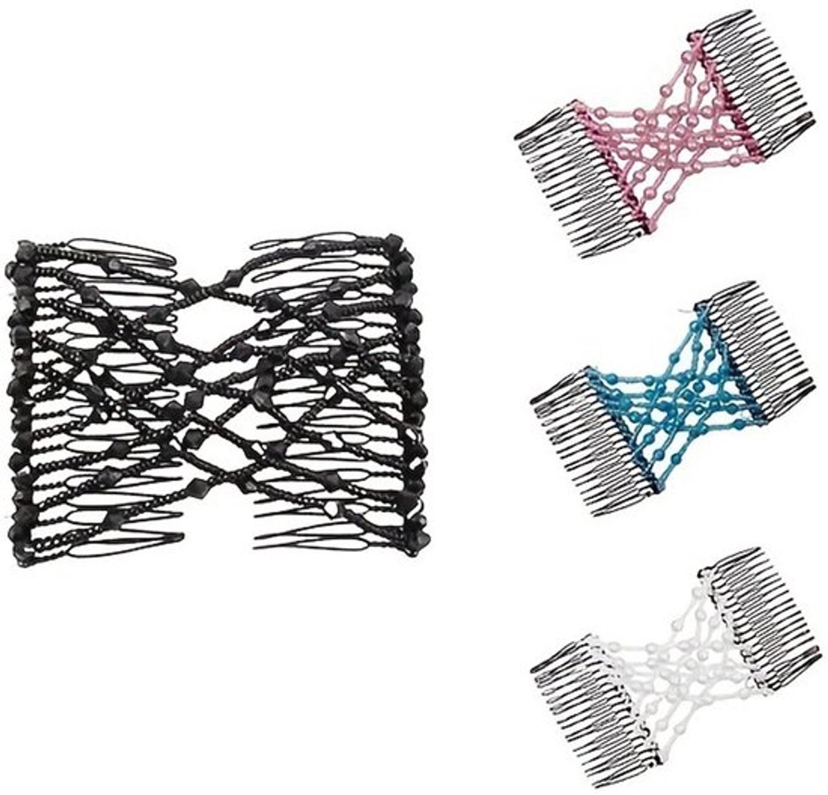 Haarkam Elastisch - Dubbele Kam met Kristallen Kralen - Haaraccessoires Vrouwen - Haaraccessoires Meisje - Voor Dik/Dun Haar - Duurzaam en Zacht voor Haar - Haaraccessoire