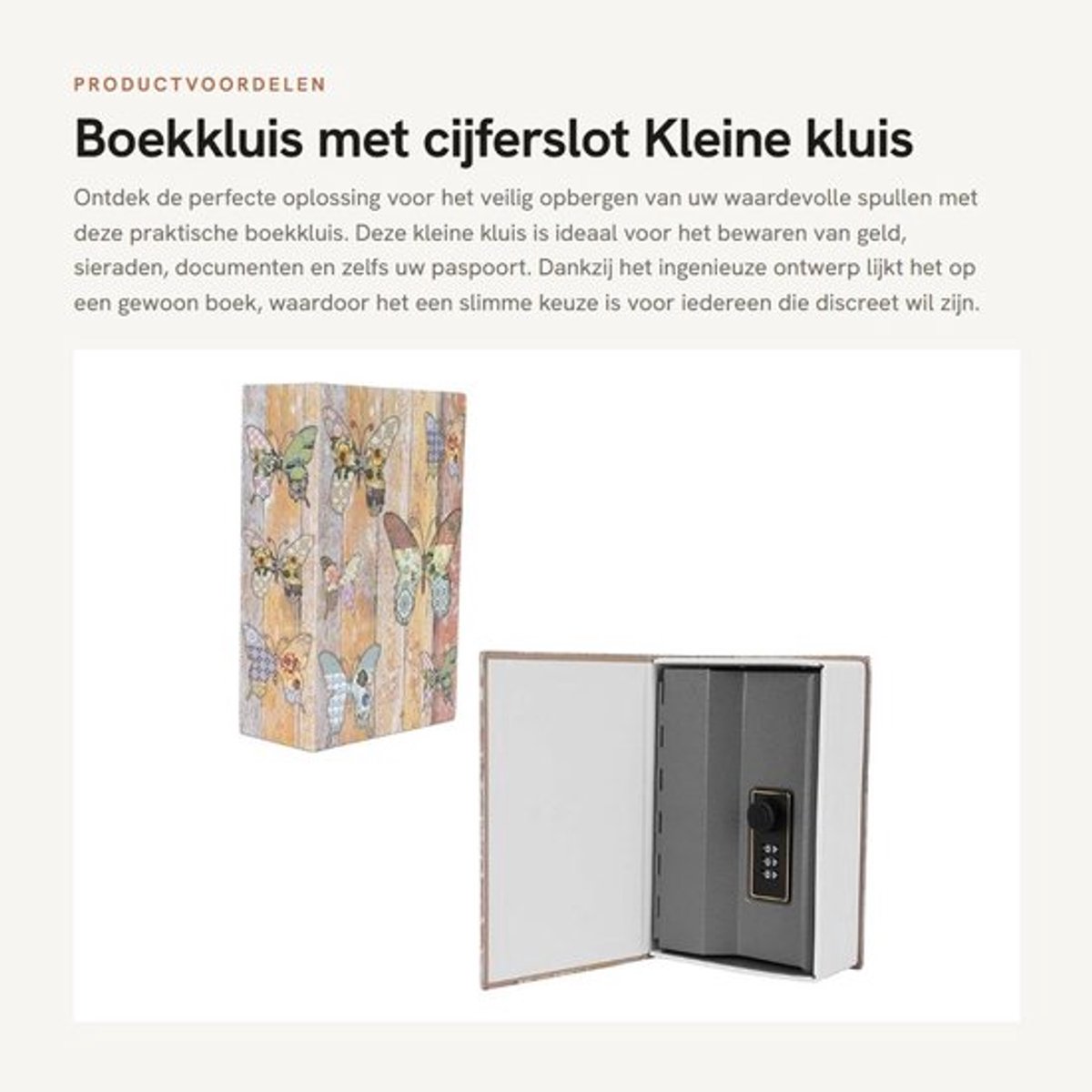 Boekkluis met Cijferslot - Kleine Kluis - Geld/Documenten - Sieraden/Paspoort - Spaarvarken - Retro Boek Ontwerp - Versteekkluis