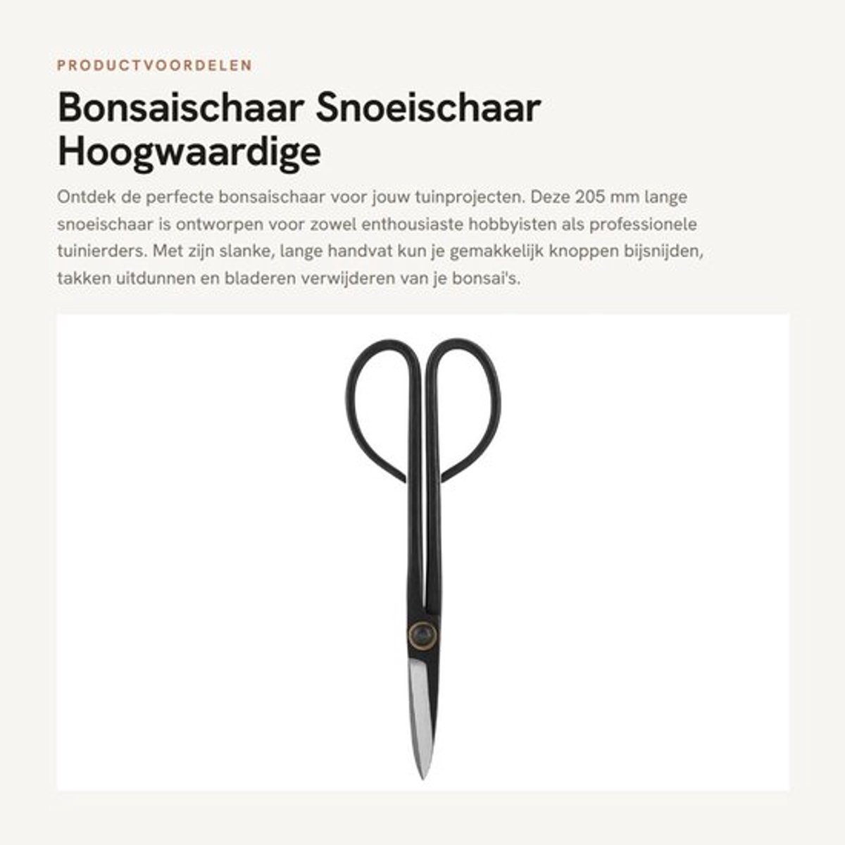 Bonsaischaar 205 mm - Snoeischaar - Tuingereedschap - Hoogwaardig Staal - Nauwkeurig Gesneden - Duurzaam Gebruik