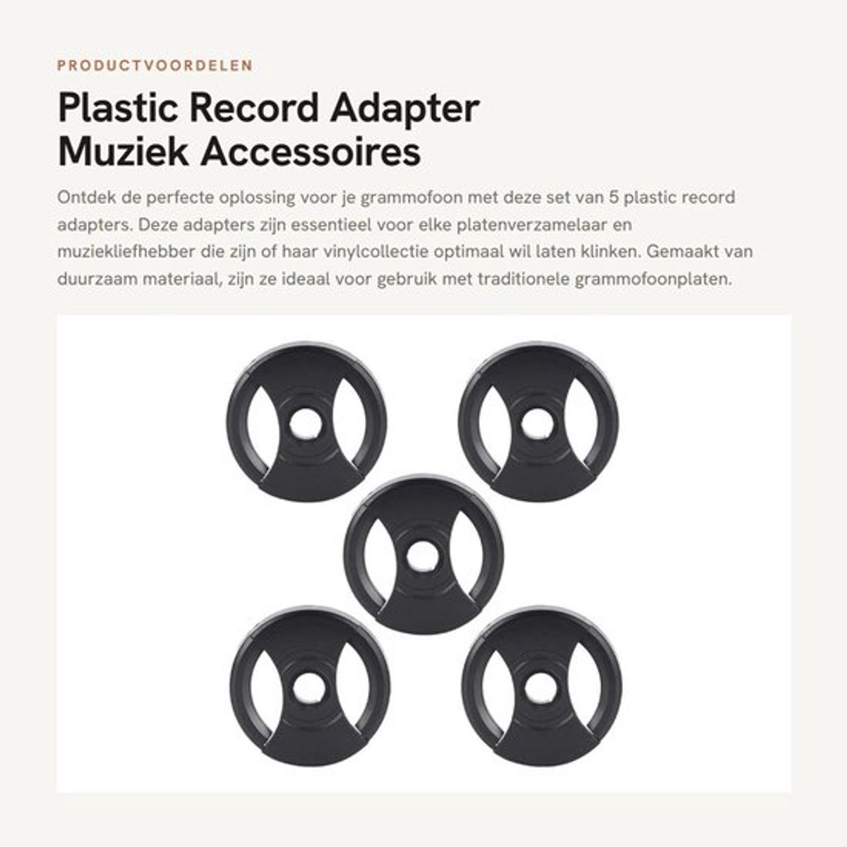 Plastic Record Adapter - Muziek Accessoires - 5 Stuks - Traditionele Grammofoon - Ideaal voor Platenverzamelaars - Geschikt voor Vinyl