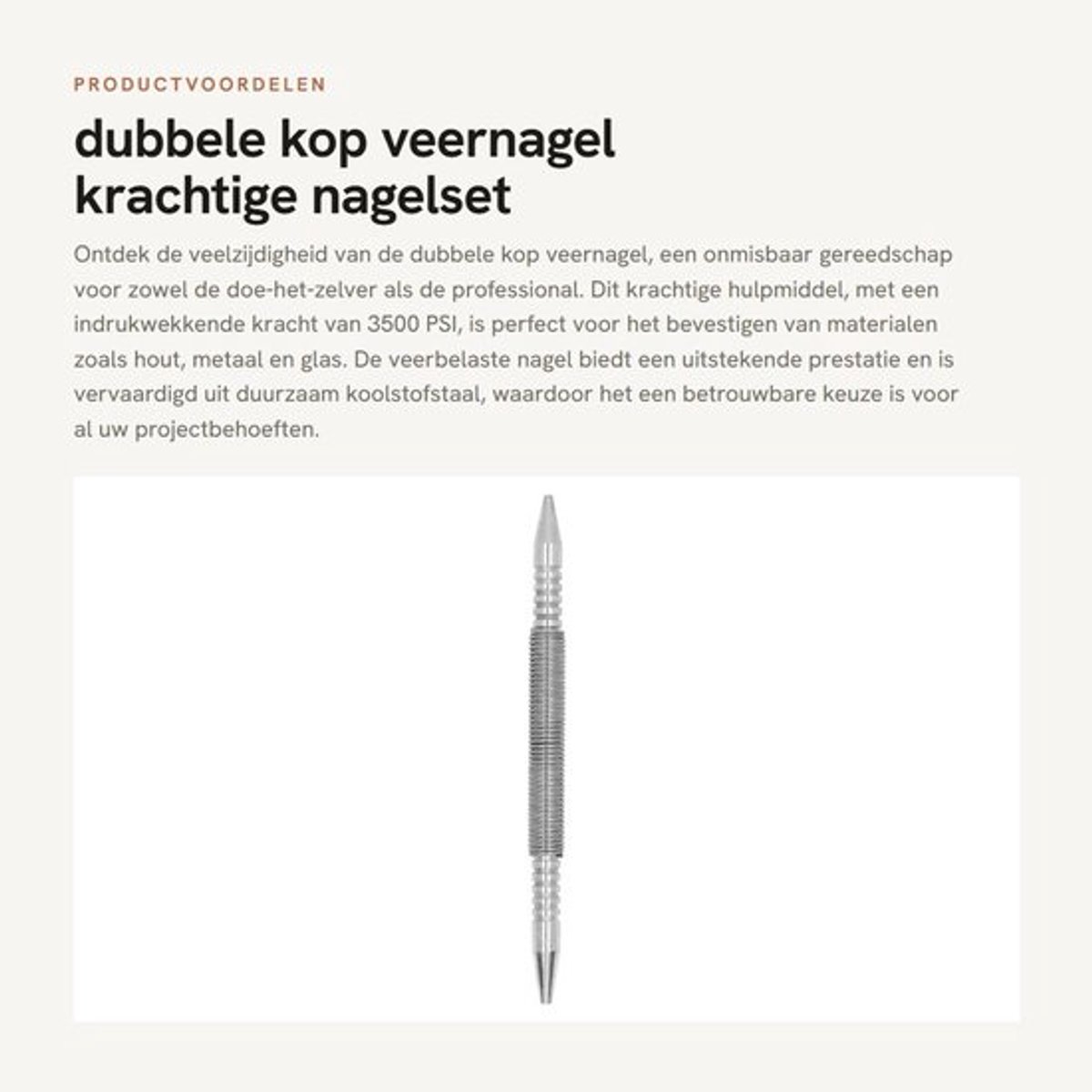 Veer Nagel Dubbele Kop - Professionele Nagelset - 3500 PSI Slagkracht - Koolstofstaal - Draagbaar - Efficiënt Ontwerp