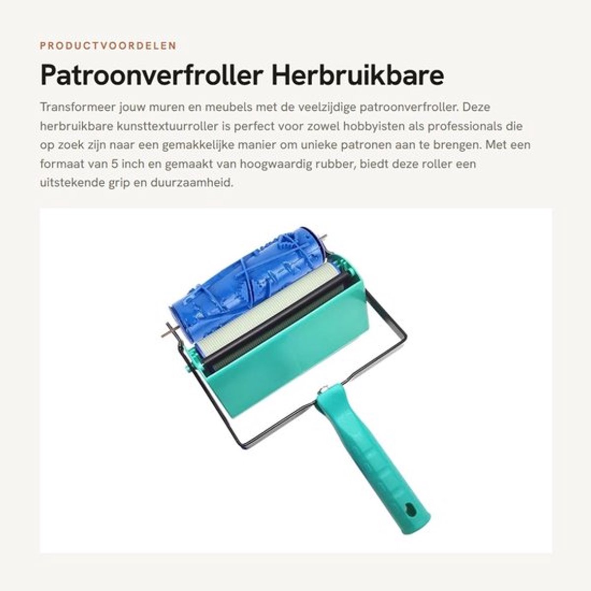 Patroonverfroller 5 inch - Herbruikbare Kunsttextuurroller - Rubber Roller - Voor Muur/Meubels/Stof - Multifunctioneel Gereedschap - Gemakkelijk Te Gebruiken - Verfroller