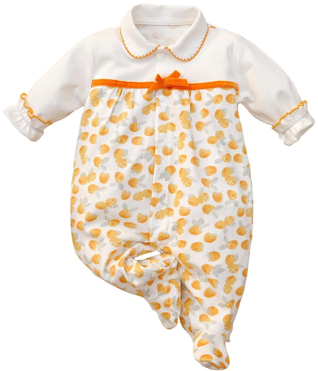 SnelShoppen - WYTbaby Baby Meisjes Overall Romper Pyjama Katoen Lange Mouwen Body Oranje 6-9 Maanden, Ideaal voor Slaap, Speel en Dagelijkse Kleding