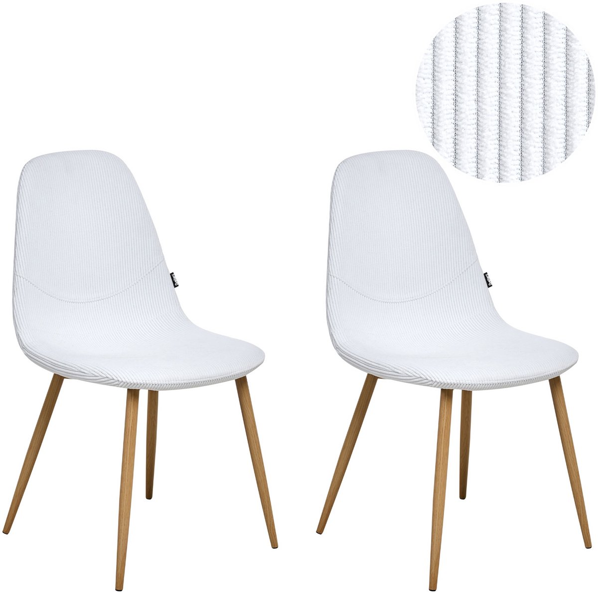 HILDEN - Eetkamerstoel set van 2 - Wit - Corduroy