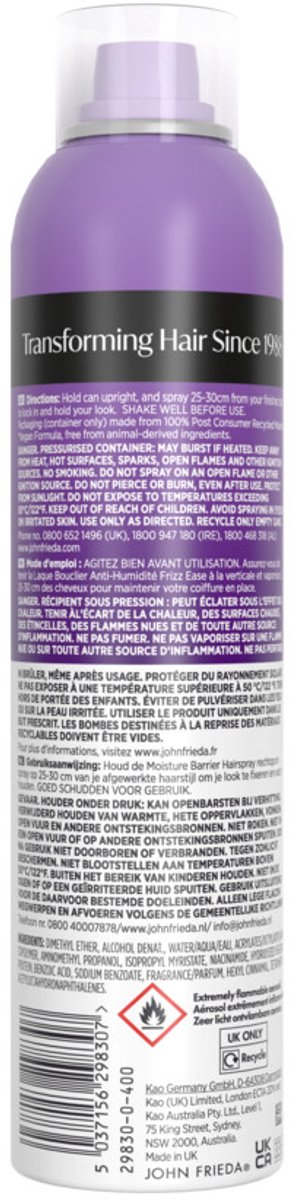 John Frieda - Frizz Ease Moisture Barrier Hairspray - 6 x 250 ml - Voordeelverpakking