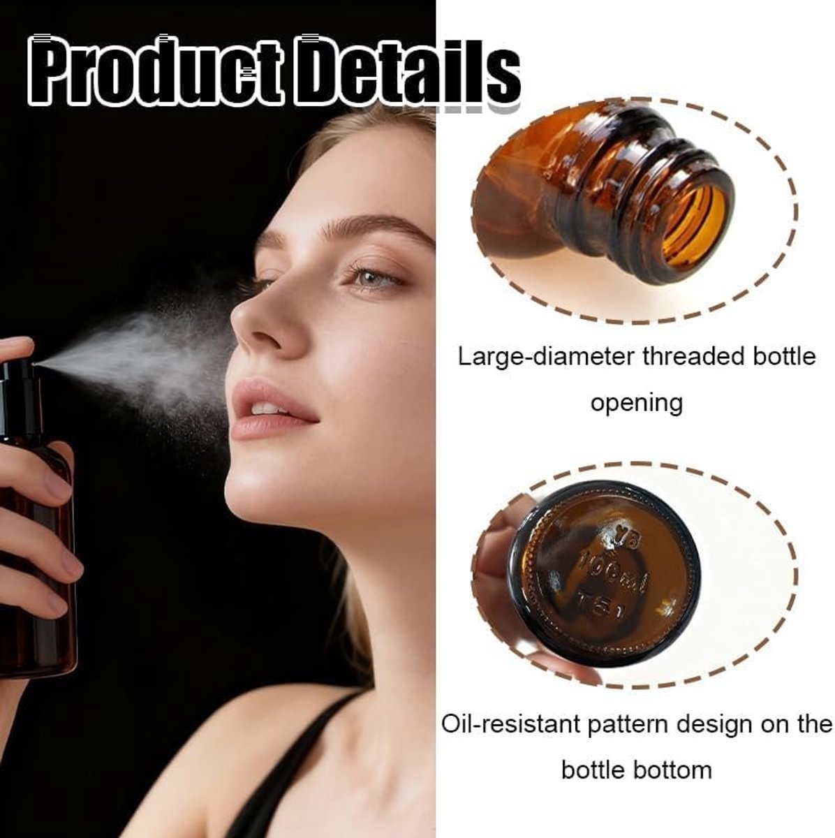 Herbruikbare 100 ml Amber Glazen Sprayfles met Fijne Verneveling voor Essentiële Olie, Aromatherapie en Geuren, Ideaal voor Reizen en Apothekers, Set van 4
