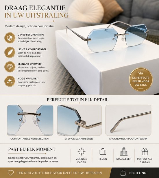 Randloze Zonnebril met UV400 Bescherming Unisex — afbeelding 4