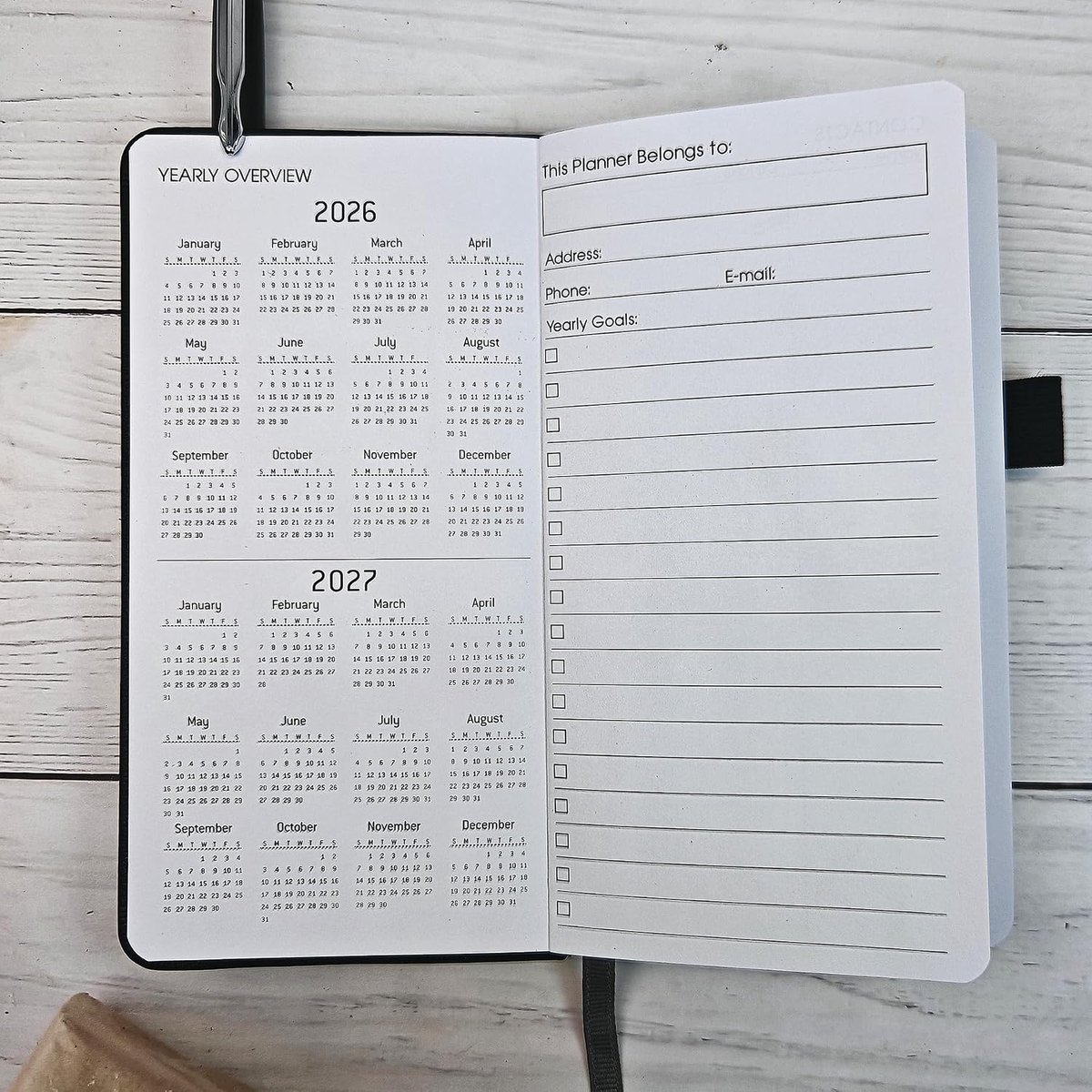 SnelShoppen - Dagboek 2026-2027 - 18 maanden A6 Pocket Weekplanner - Halfjaardagboek met lederen hoes en penlus - Aqua-blauw voor organisatie en plann