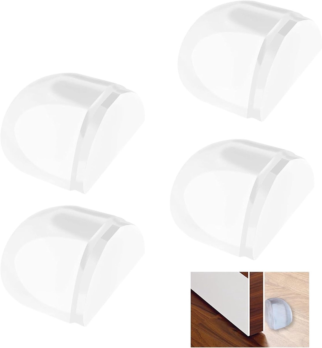 4 Stuks Zelfklevende Deurstoppers voor Vloer - Transparante Deurbuffers voor Muren en Meubels, Geschikt voor Tegels, Laminaat en Parket zonder Boren