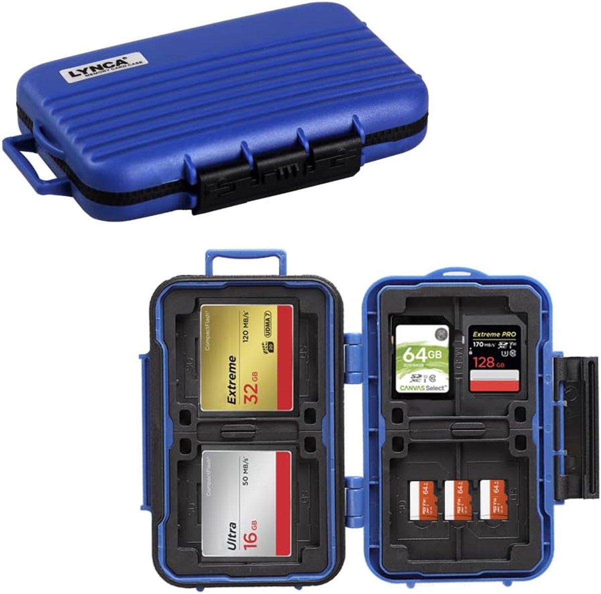 SnelShoppen - 24 Slots Memory Card Case - Waterdichte en Schokbestendige Geheugenkaarthouder voor 8 SD SDXC SDHC, 4 CF en 12 Micro SD TF Kaarten - Com
