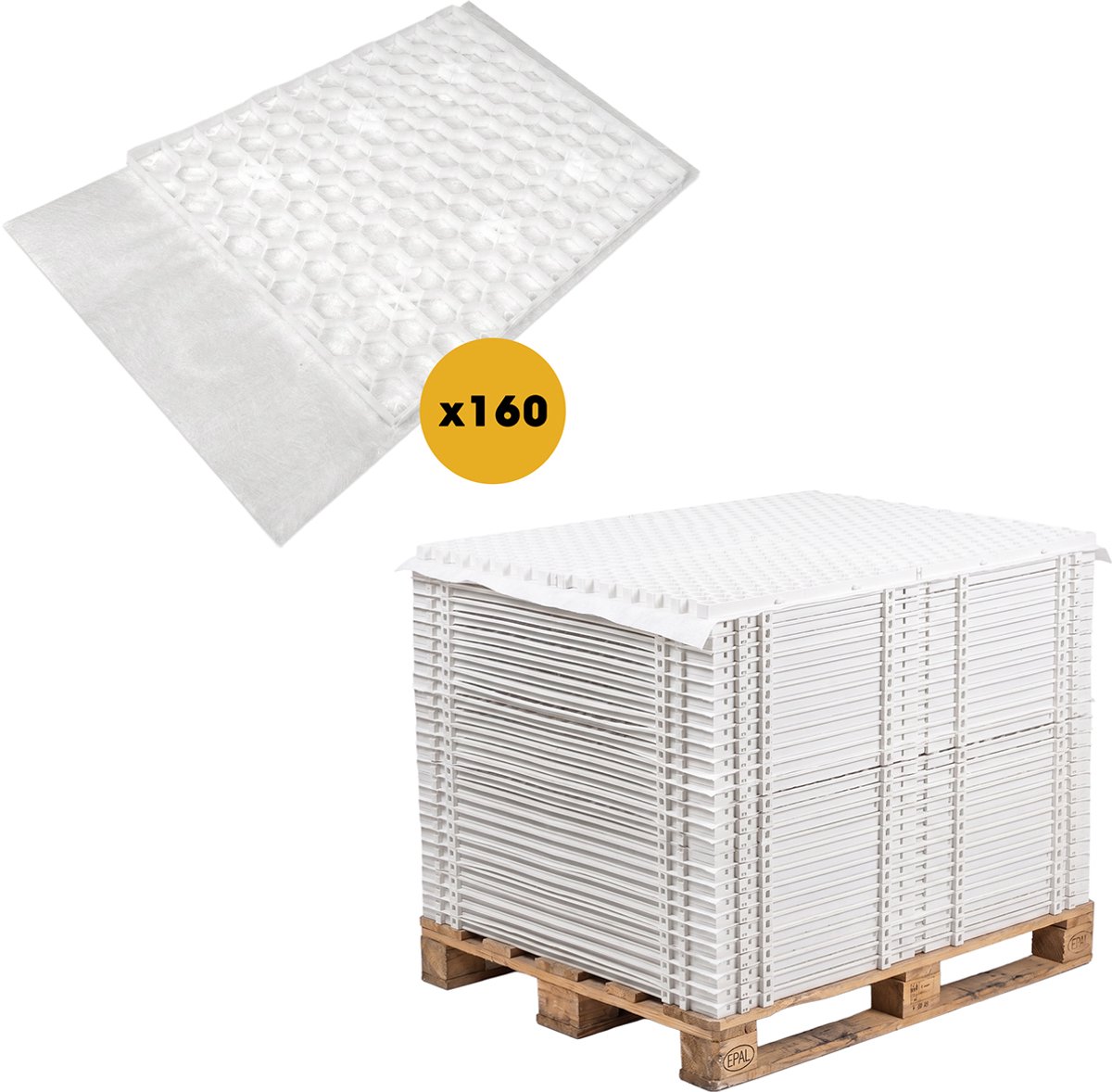 Grindmat met Worteldoek HDPE Wit 60 x 80 x 2,5 cm | Pallet 160 stuks