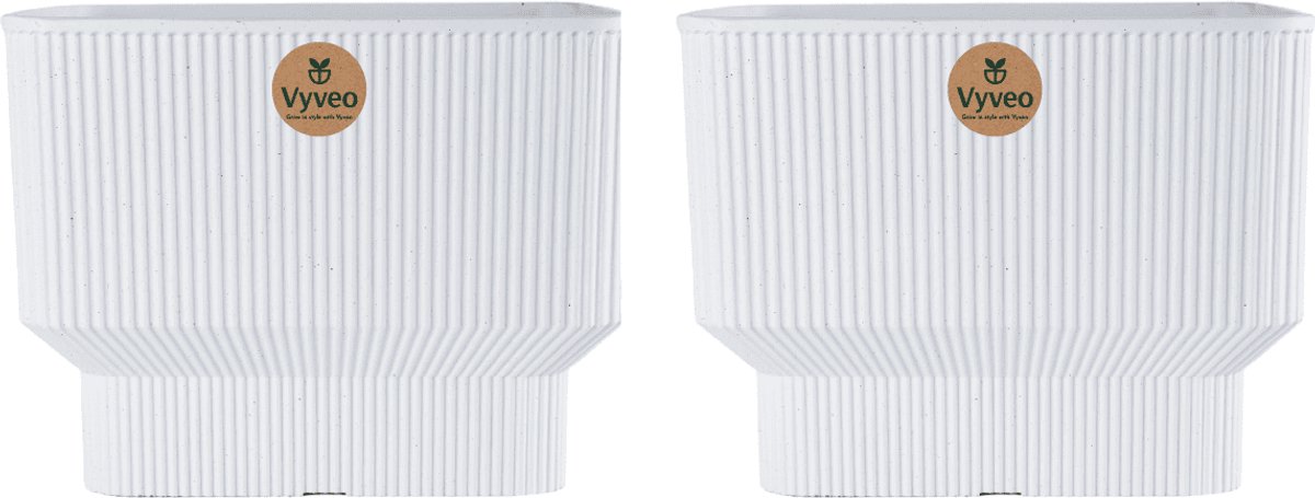 Vyveo - Bloempot Ciro - Set van 2 - 31x24 - Wit - Bloempot voor binnen en buiten - Lichtgewicht - Breukbestendig - Vorstbestendig - UV-bestendig