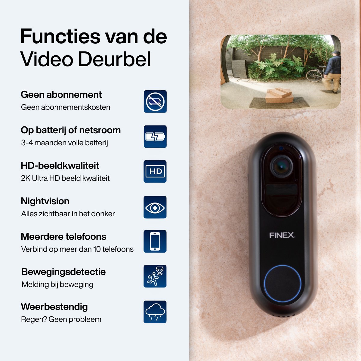Finex Video Deurbel V2.1 - Inclusief Binnenbel - Vast stroom - afbeelding 3