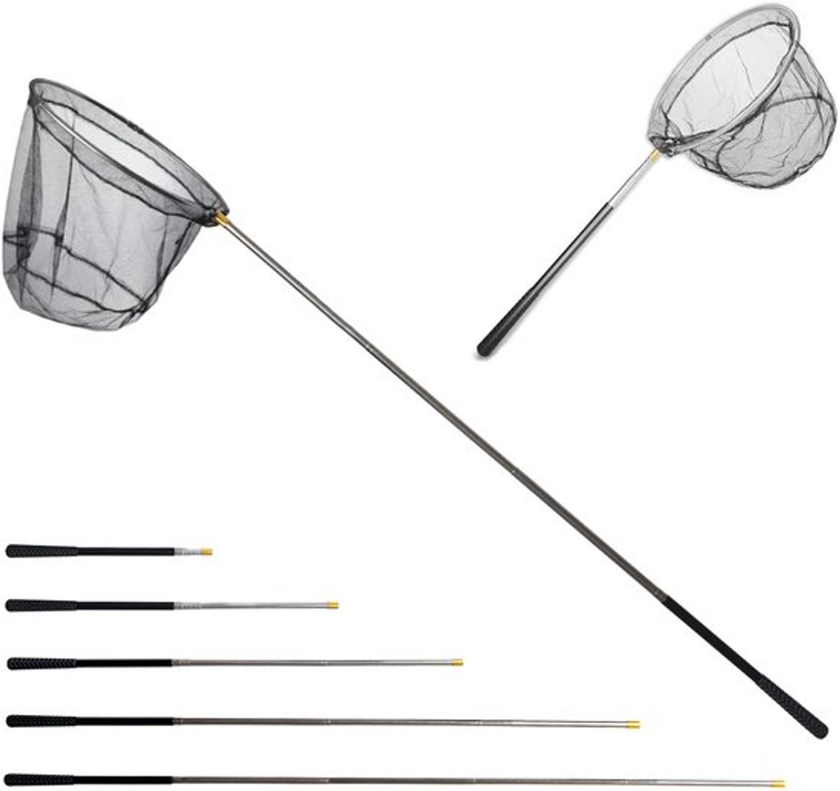 Visschep Uittrekbaar - Opvouwbaar - Lichtgewicht - Roestbestendig - Aluminium - Handgreep tot 190 cm - Schepnet