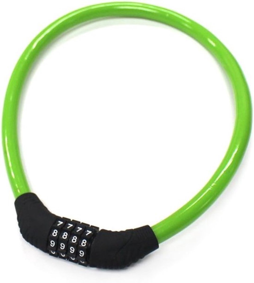 Groene leren ringslot voor fietsen, veiligheidsslot met 4-cijferige resetbare combinatie, geschikt voor fietsen, 60 cm x 1,25 cm.