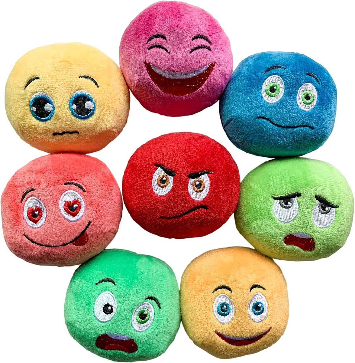Piepende Honden Plush Ballen - Kleurrijke Emotie Gezichten Knuffel Hondspeelgoed - Zachte Interactieve Huisdier Speelgoed voor Kleine Middelgrote Honden