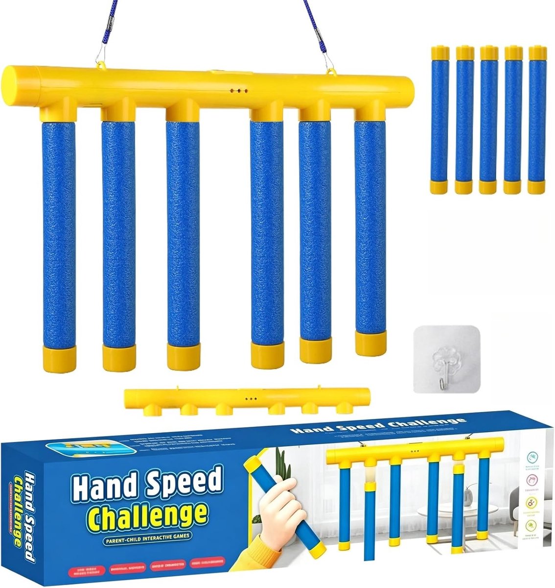 Verstelbare 3-Snelheden Reactiespel met Sticks - Verbeter Hand-oog Coördinatie en Reactietijd - Perfect Cadeau voor Volwassenen en Gezinsplezier