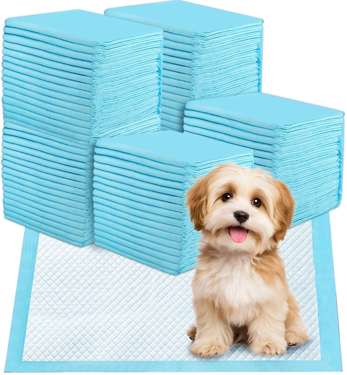 SnelShoppen - Hondentrainingspads 60x90 cm - 100 stuks wegwerp-onderleggers, 6-laagse ultra absorberende PIPI matten, lekvrij en geurneutraal, blauwe