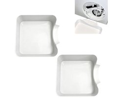 2 stuks - witte afvoerbak voor de wasmachine - Geschikt voor zowel voorladers als bovenladers - Houdt de vloer droog en voorkomt wasgeuren en watervlekken - 18*18*5 cm