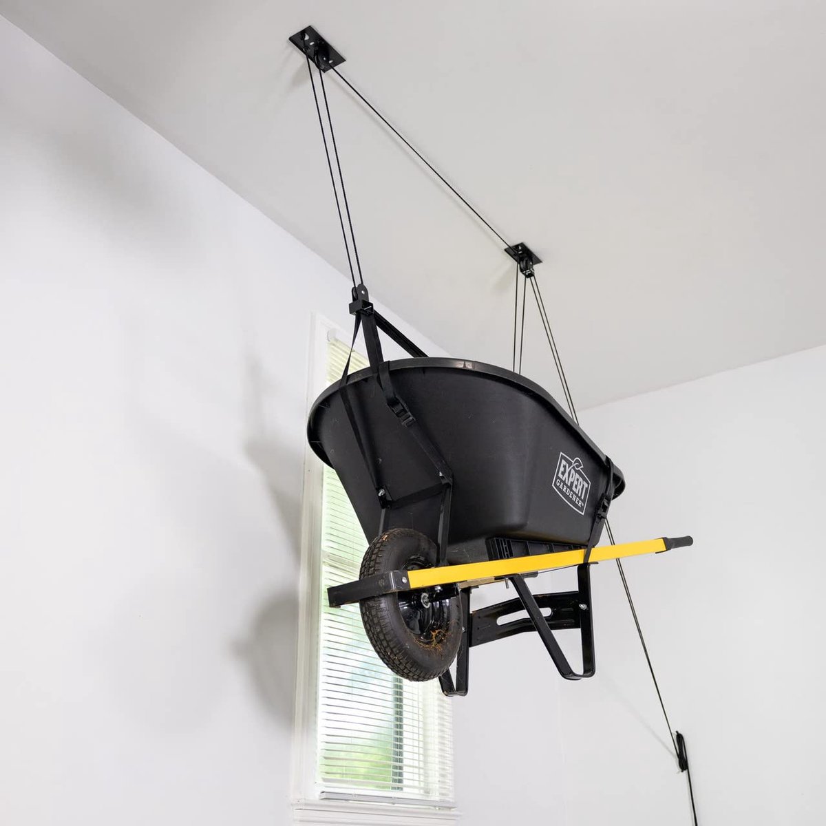 SnelShoppen - Kruiwagen Garage Plafond Opslag Katrol Systeem, Heavy Duty Tool Lift voor 150LBS, Ideaal voor Garage, Tuin en Opslagruimte