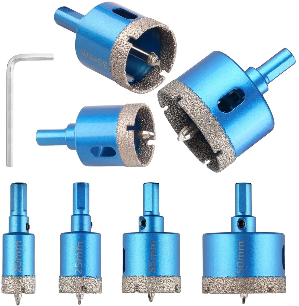 Set van Diamant Boorkoppen voor Tegels 20/25/35/50mm - Geschikt voor Porselein, Glas, Keramiek, Marmer en Graniet met Vacuüm Gelaste Technologie