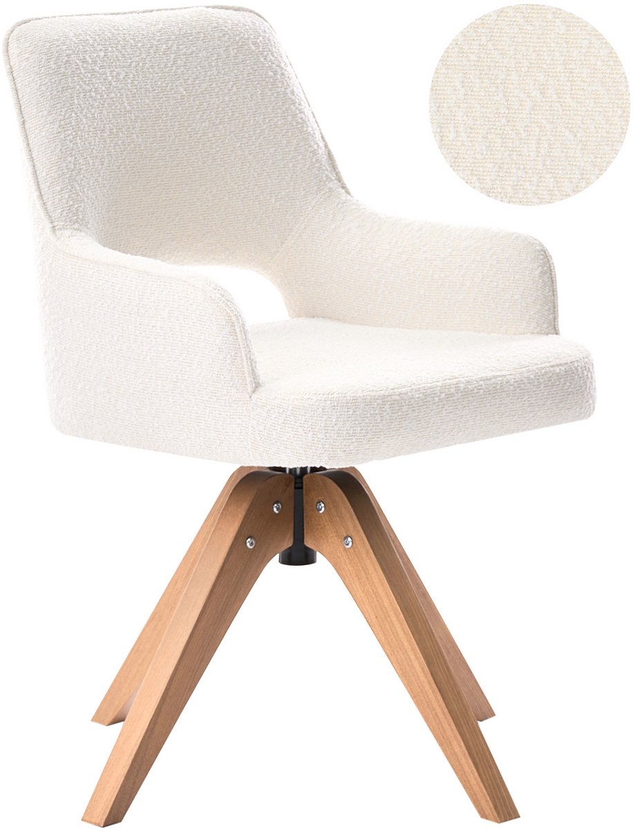 MORAVIA - Eetkamerstoel - Lichtbeige - Bouclé