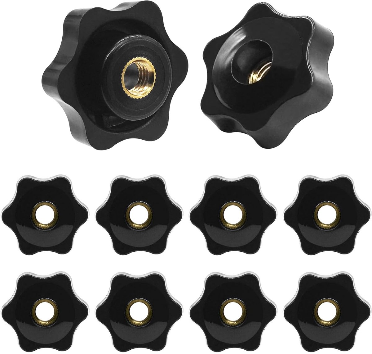 SnelShoppen - 10 stuks M10 buiten diameter 38 mm hexagonale kunststof sterschroeven, stergreep schroeven, vervangschroeven, startschroeven, mechanisch