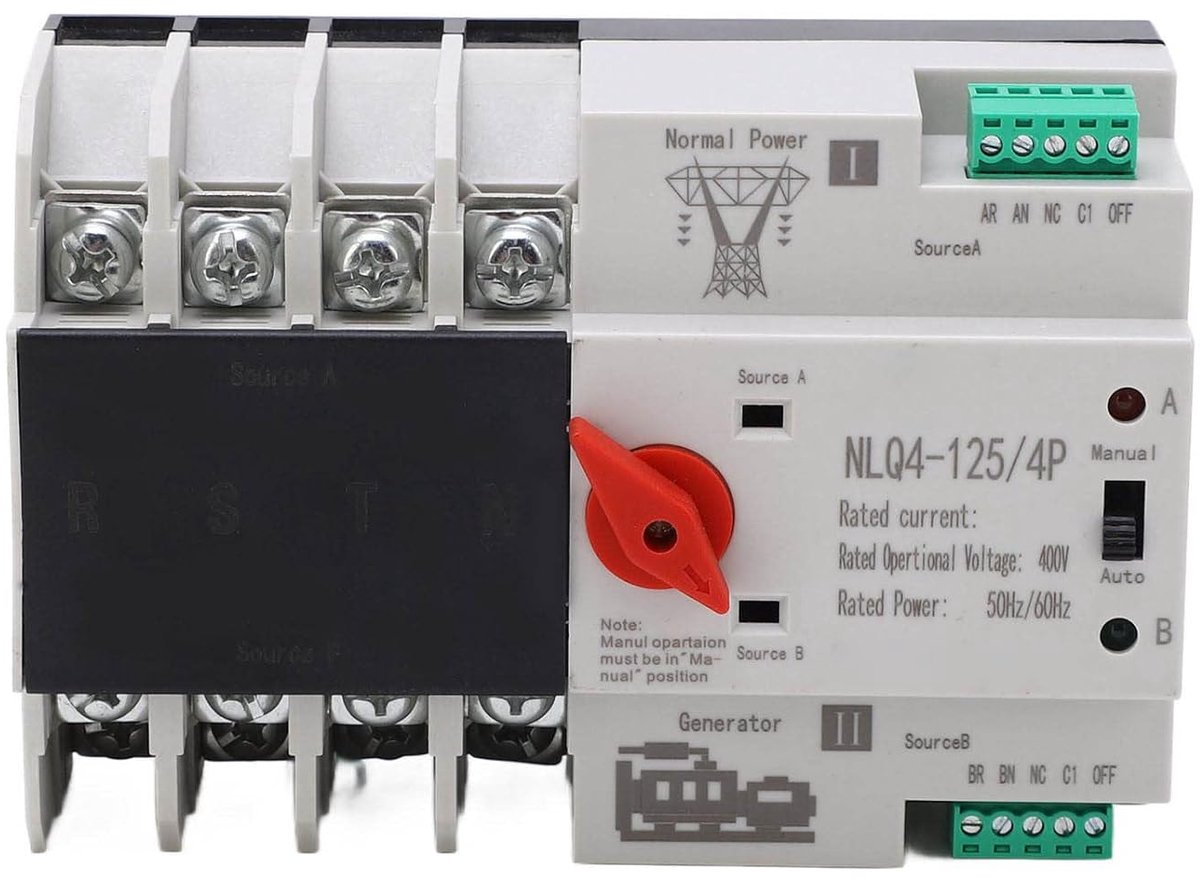 Dual Power Automatic Transfer Switch, AC 400V, 4P, 20A/32A/50A/63A/80A/100A, ATS PC, Automatic Toggle Switch for - ShopVlot
