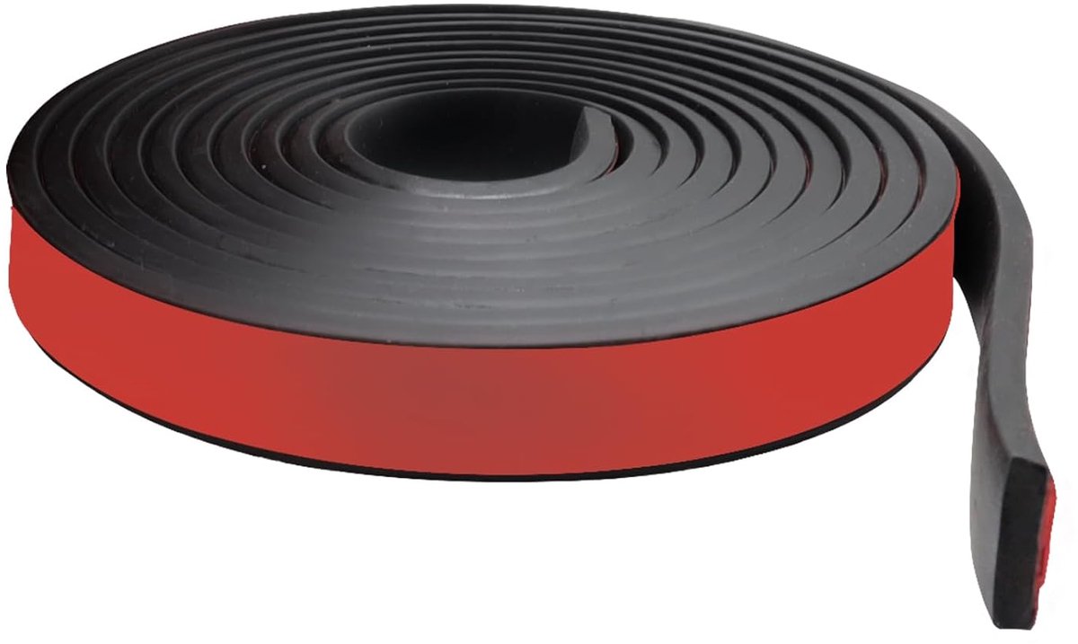 SnelShoppen - Rubber Strip 20mm x 5mm x 3m - Neopreen Anti-Slip Profiel, Vloerbescherming, DIY, Anti-Trilling, Duurzaam, Zelfklevend