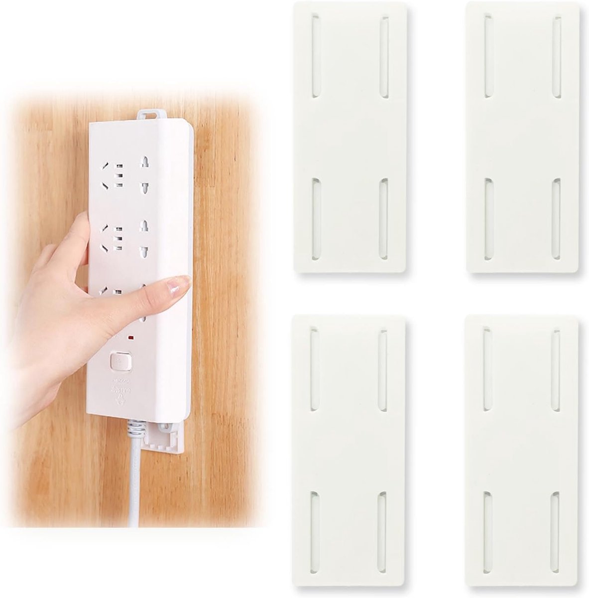 Socket fixer 4 stuks - zelfklevend - wit - kabelorganizer voor thuis en kantoor - ShopVlot