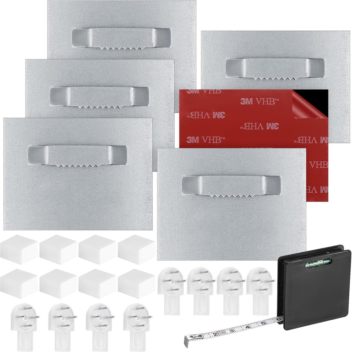 Self-adhesive photo hooks 6 pieces, for wall & mirror - Strong adhesive hooks without drilling, suitable for heavy - ShopVlot