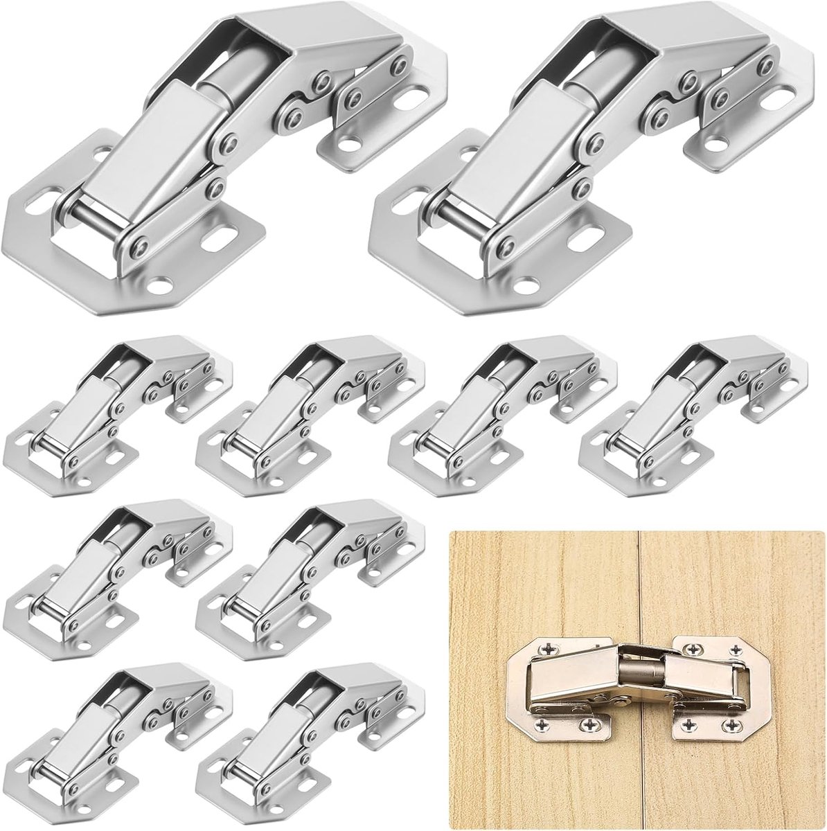 SnelShoppen - 10 Stuks 90 Graden Soft Close Scharnieren voor Kastdeuren, Zacht Sluitende Kast Scharnieren, Schroef Scharnieren, Springopening 90° Deur