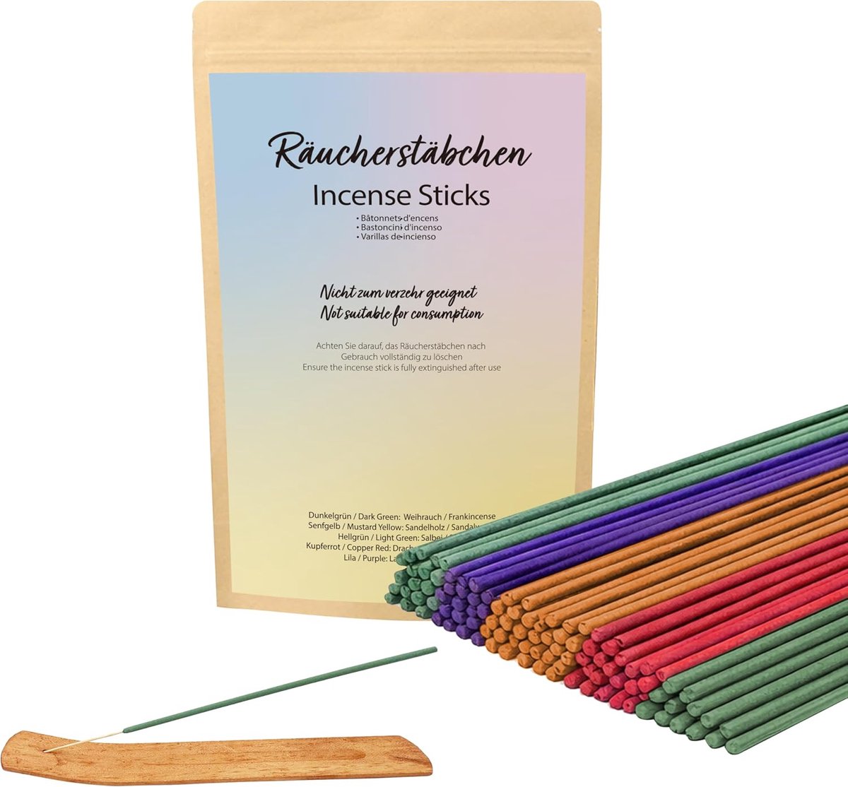 SnelShoppen - 155 Stuks Wierook Sticks Set - Sandelhout, Wierook, Lavendel, Salie & Draakbloed - Natuurlijke Geuren voor Meditatie, Yoga, Luchtzuiveri