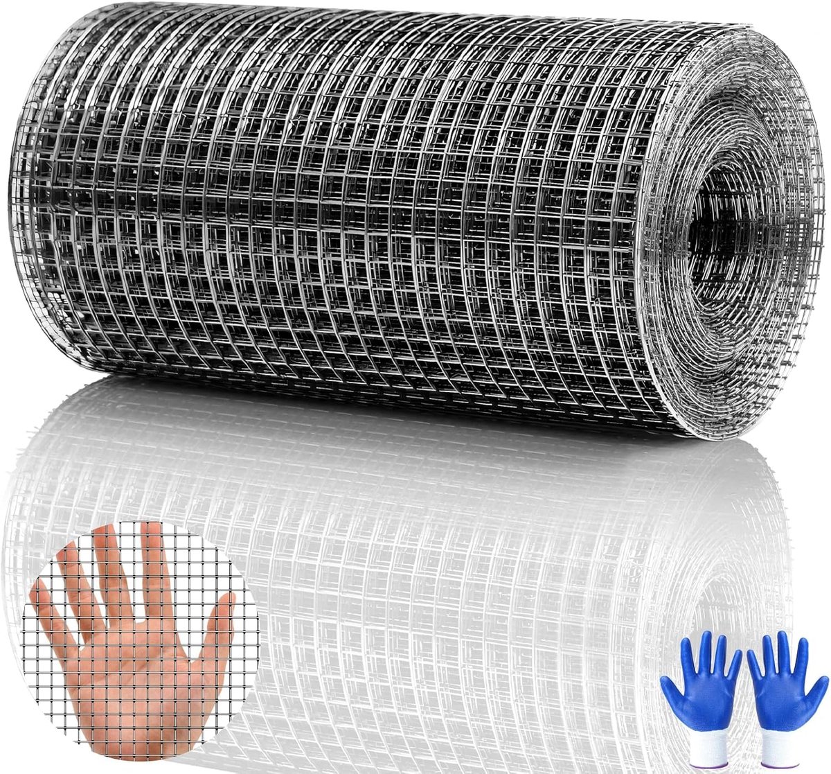 SnelShoppen - Vole Mesh Fijn Gaas 20 cm x 6,5 m Rol Gegalvaniseerd Draadgaas Voor Konijnen, Tuin, Moestuin, Langdurig Buiten Gebruik, 6 mm Draad