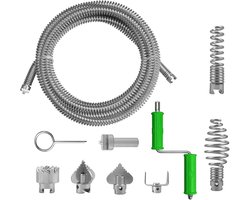 Yolispa Pipe cleaning coil, 5 m, spiral drain cleaning with 6 cutting heads, drain cleaner, spiral, manual or electric - ShopVlot