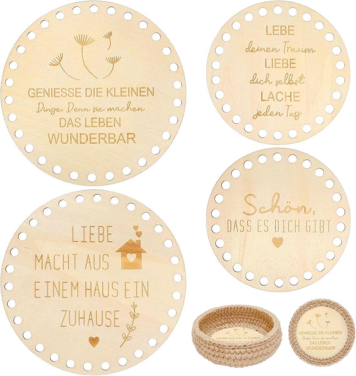 Mandbodem voor haken - Houten vloer 10 cm - Natuurlijk hout - Ideaal voor DIY manden - ShopVlot