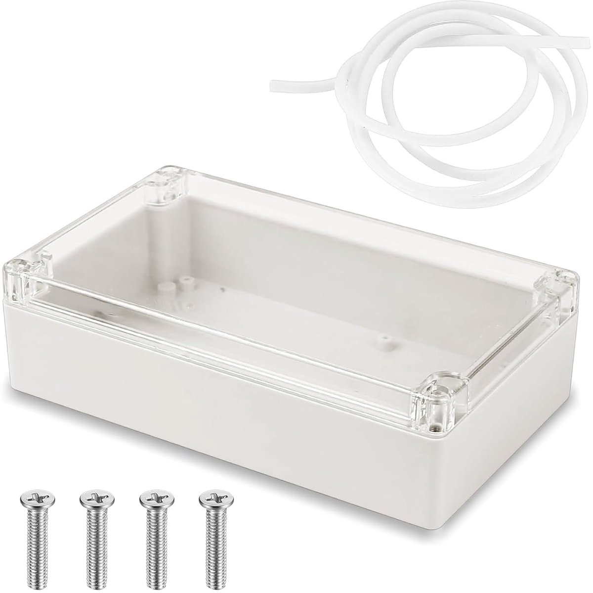 SnelShoppen - Waterdichte IP65 lege behuizing, 1 stuk, elektronische behuizing 200 x 120 x 75 mm, kunststof behuizing met transparant deksel, universe