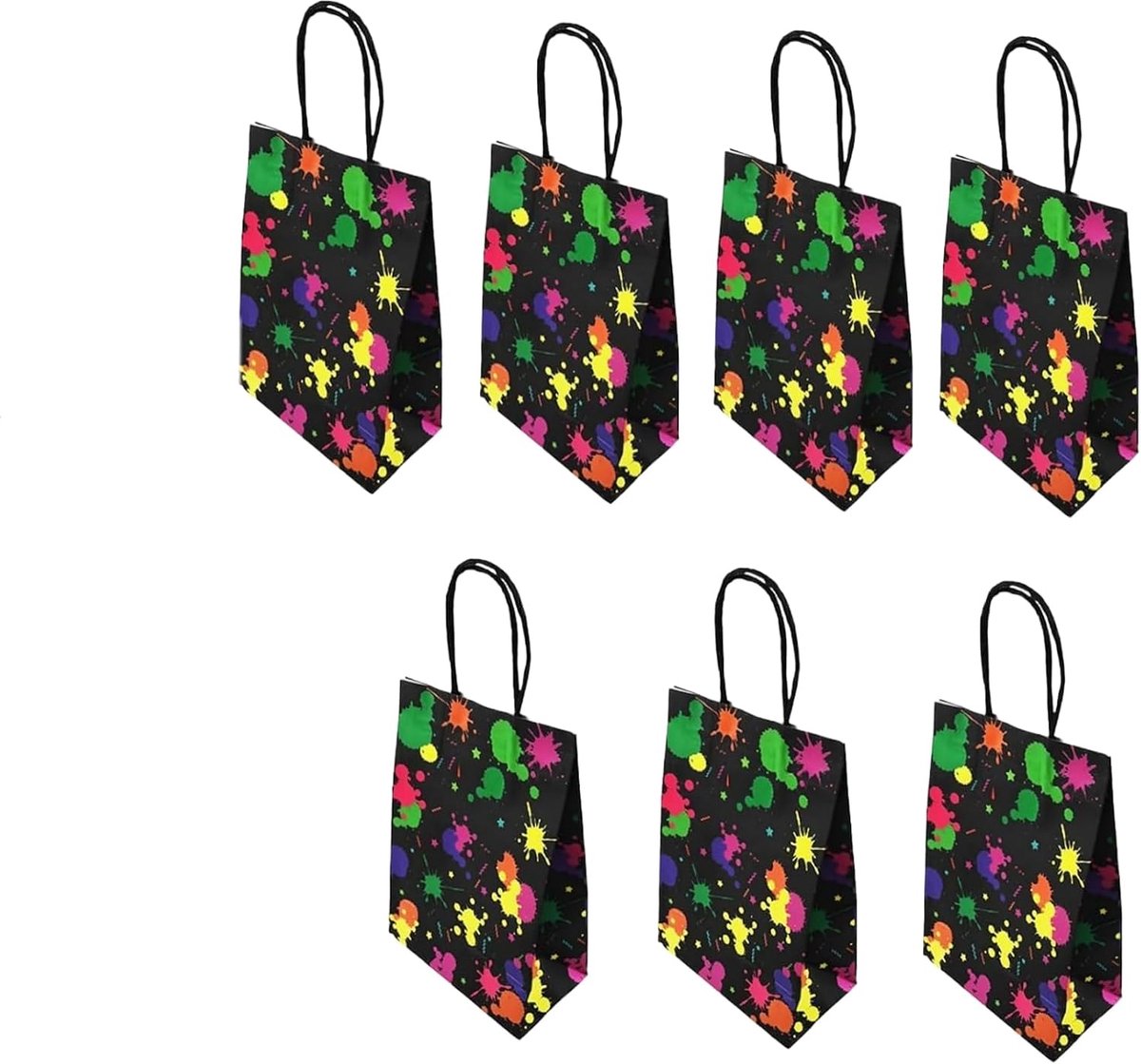 Feestdecoratie geschenkzakjes set van 8 - neon glow in the dark - fluorescerende papieren zakken - ShopVlot