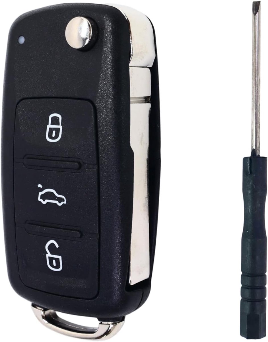 SnelShoppen - Sleutelhanger Afstandsbediening Geschikt voor VW Autosleutel Beschermhoes Cover Inclusief Mini Schroevendraaier voor Polo MK6 Golf Skoda