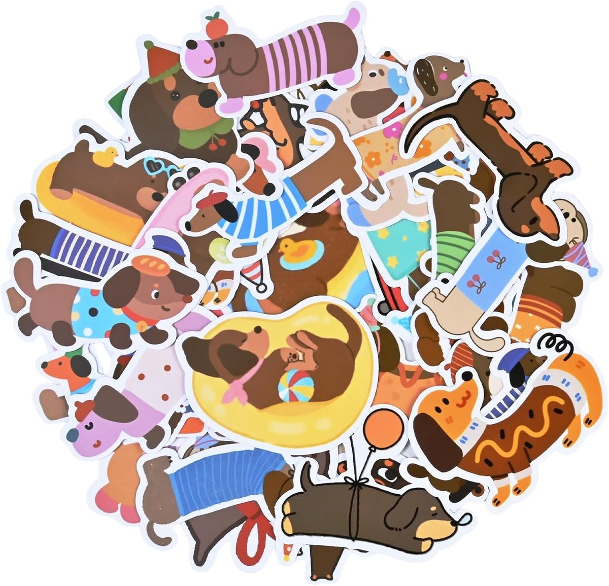 Stickers set dachshond - 100 vellen PVC - felgekleurde decoratie - ideaal voor het personaliseren van accessoires - ShopVlot