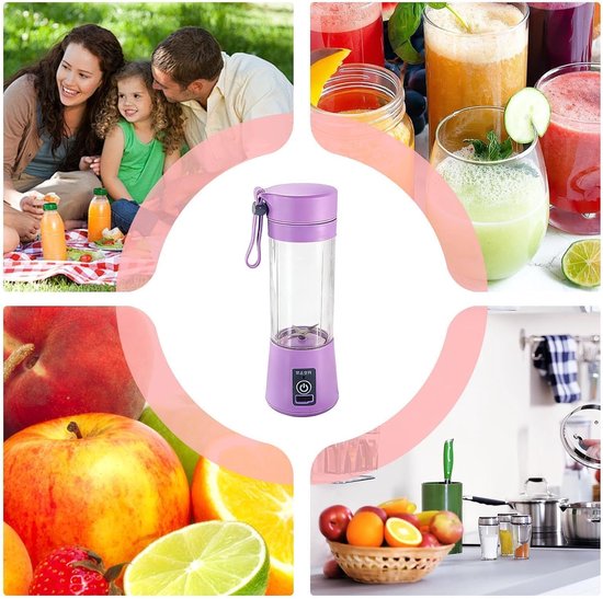 Draagbare Blender - Shake Beker - Verse Drankjes Maken - Lichtgewicht Draagbaar - 27H cm - Paars — afbeelding 4