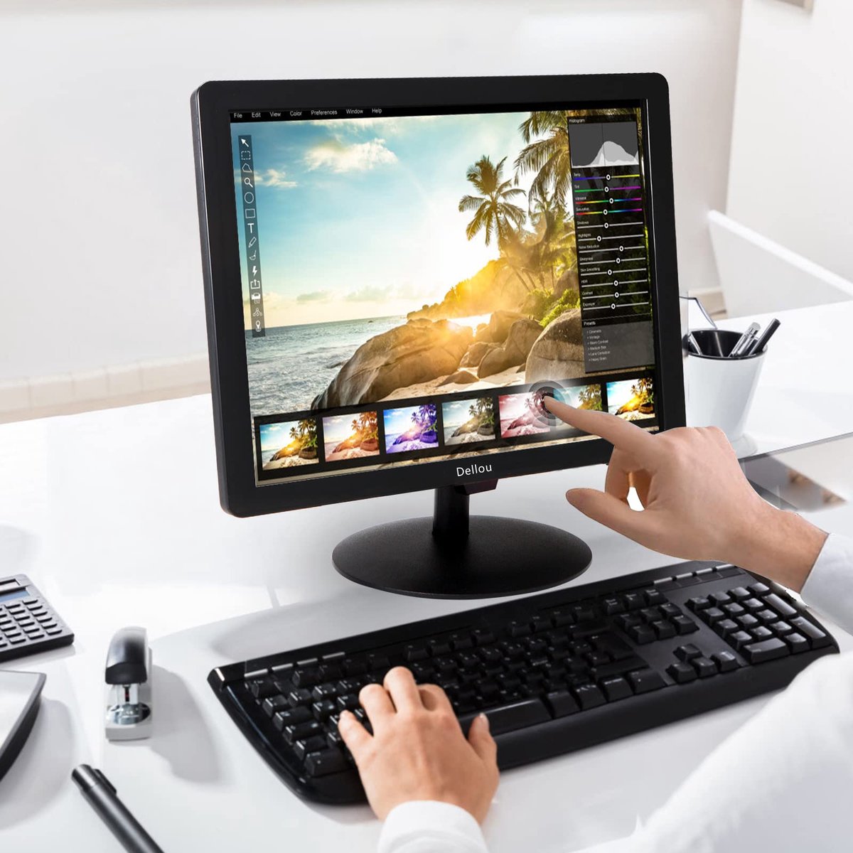 SnelShoppen - Bewakingscameramonitor 48,3 cm (19 inch) touchscreen, CCTV-display, multitouch, HDMI, AV, BNC, VGA, USB, 1440 x 900, computermonitor Ful