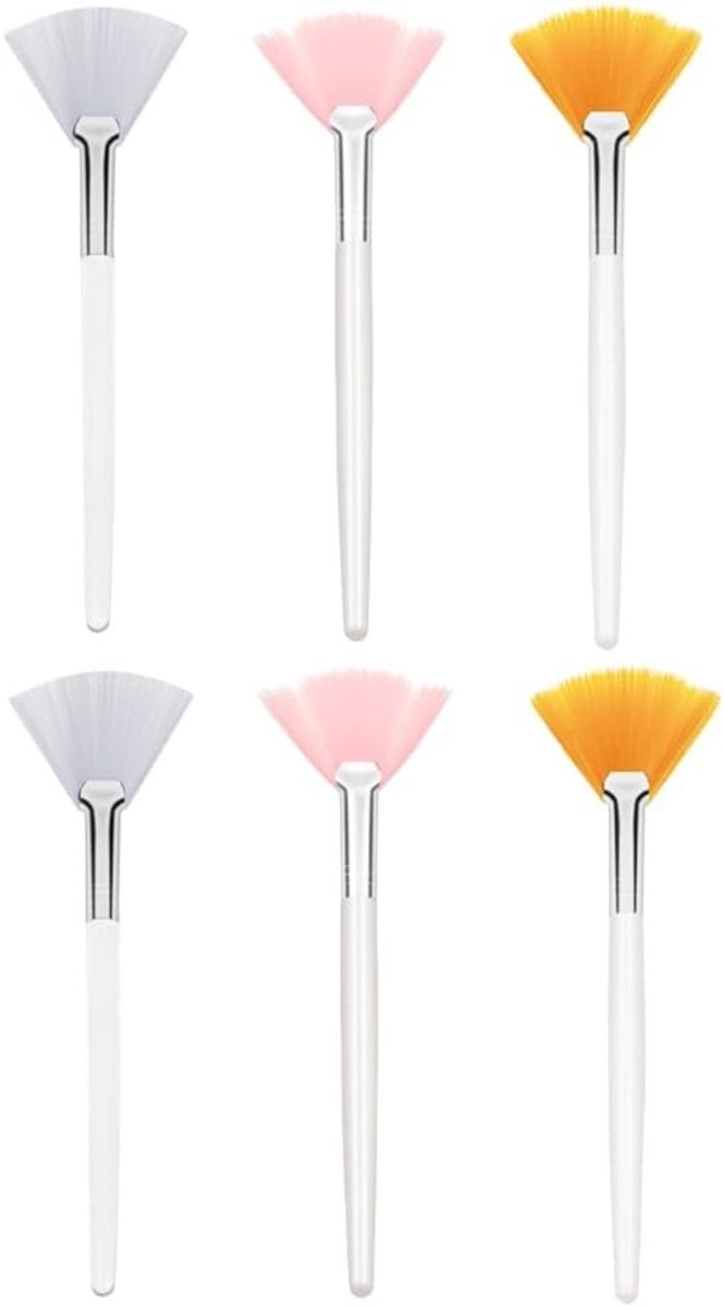 Zachte Cosmetische Maskerkwasten met Getande Rand en Transparante Handgreep - Set van 6, Perfect voor Gezichtsmaskers en Crèmeapplicatie